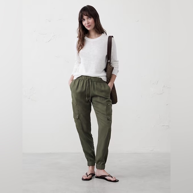 Banana Republic Tencel Cargo Jogger Olive Nwt Size Xs